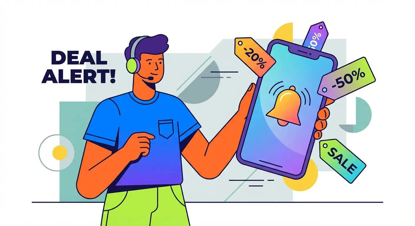 Amazon deal alerts notification on smartphone with price drop icons