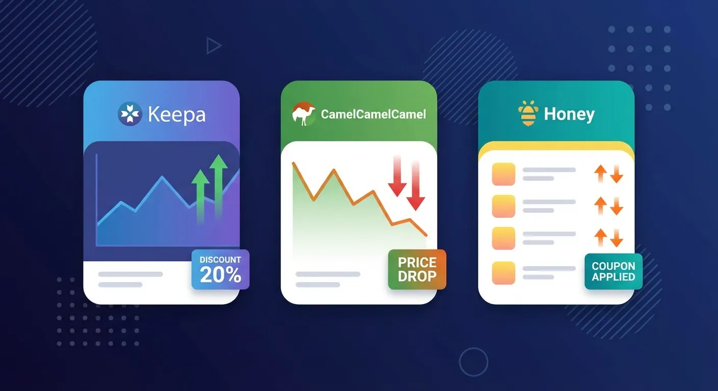 Comparison of Keepa, CamelCamelCamel, and Honey price tracker interfaces