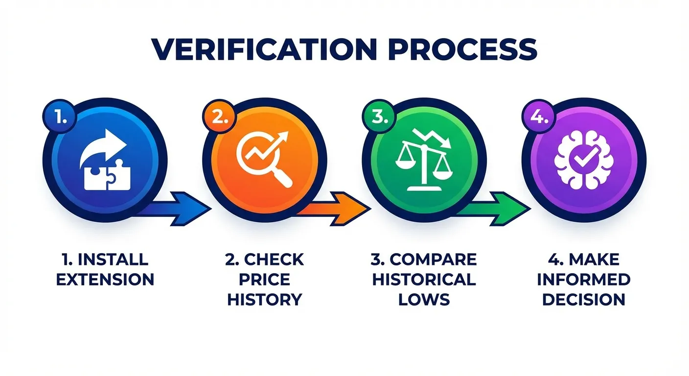 Step-by-step process for verifying Amazon discounts using price tracking tools