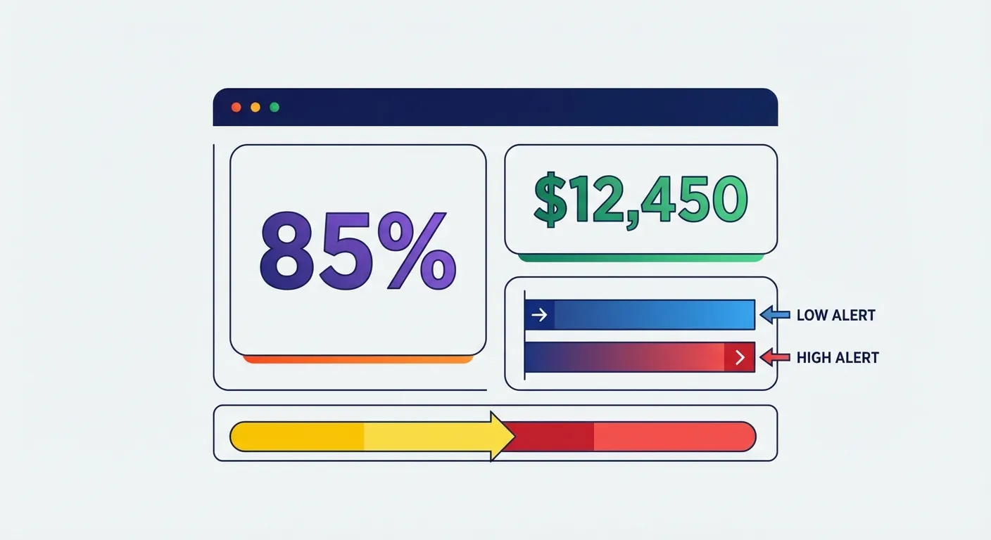 Price alert threshold configuration showing percentage and dollar amount options