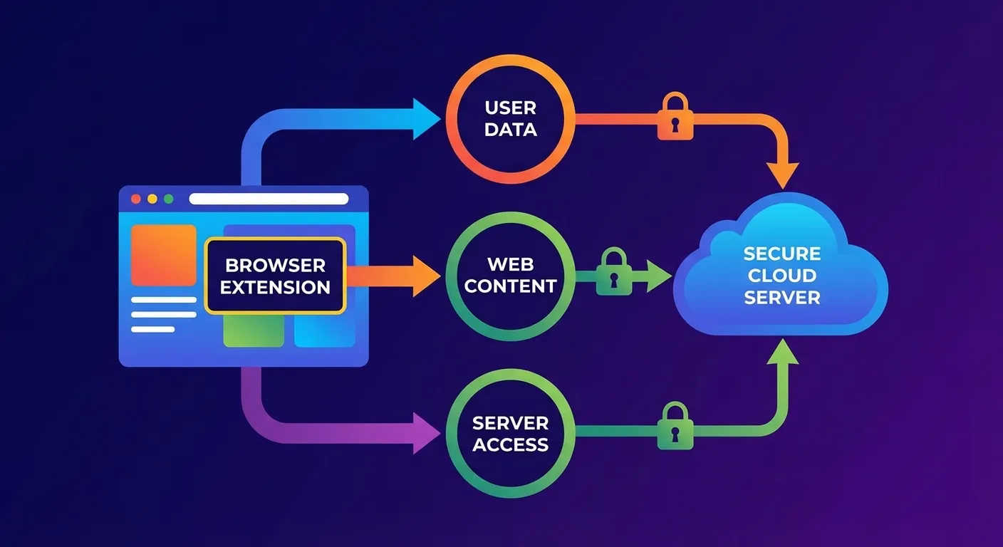 Diagram showing Keepa Chrome extension permissions and data flow
