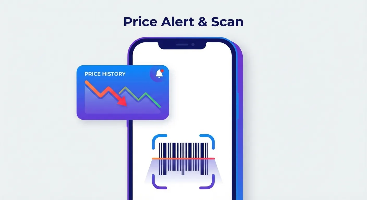 Keepa app features showing price history charts and alert settings