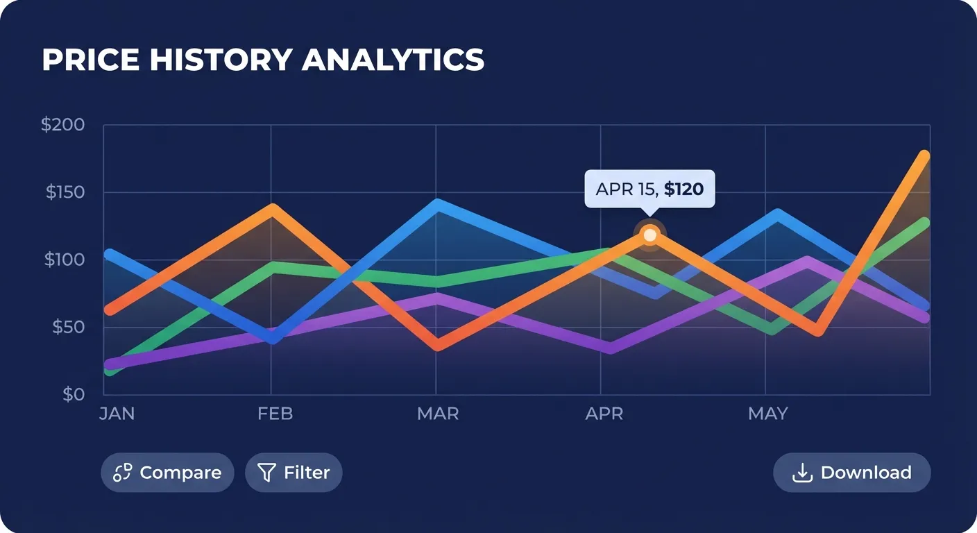 Keepa price history chart showing different price lines and date ranges