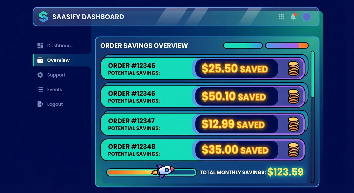 TaskMonkey dashboard showing discovered price drops and potential savings